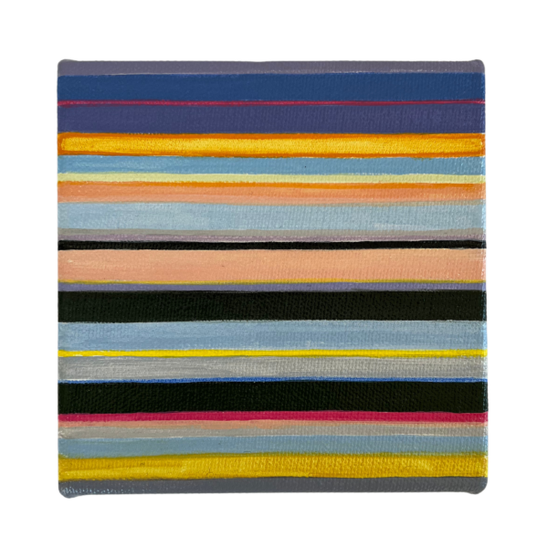"Twilight" Striped Acrylic Painting on Small Canvas 5" x 5"