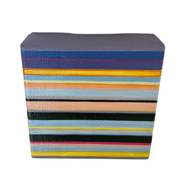 "Twilight" Striped Acrylic Painting on Small Canvas 5" x 5" - Image 2